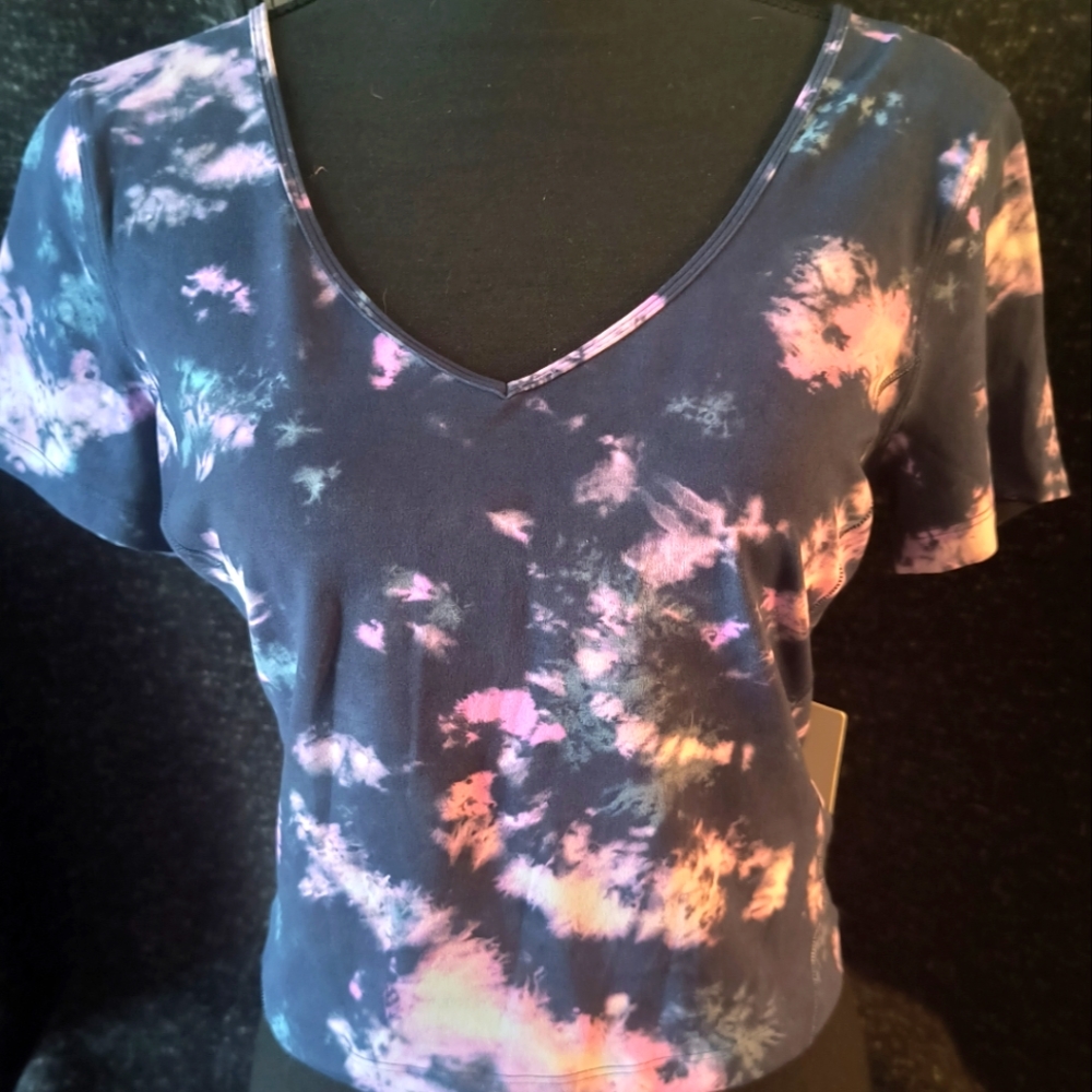 NWT Lululemon Align Tee Tie Dye Multi Butter Soft Slim Fit Crop Length Size 10